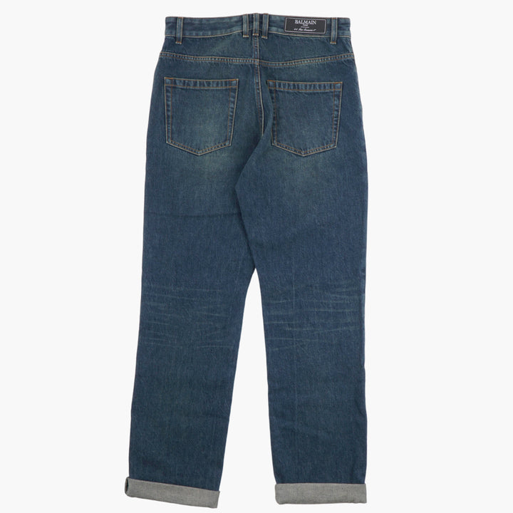 BALMAIN Denim Jeans - Classic Fit with Subtle Fading for a Modern Edge