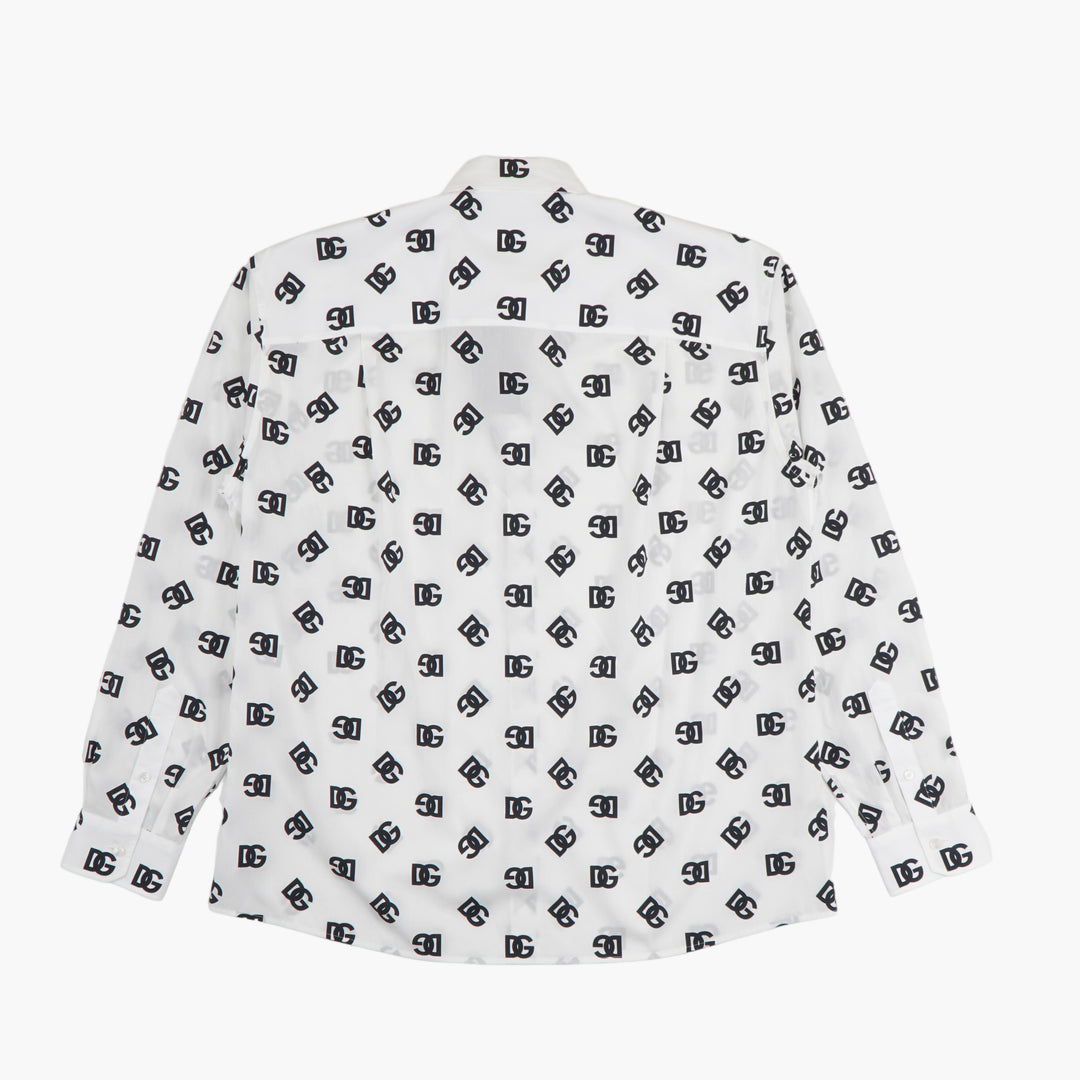 Dolce & Gabbana Men's Eye-Catching Logo Print Shirt Made in Italy - Bianco