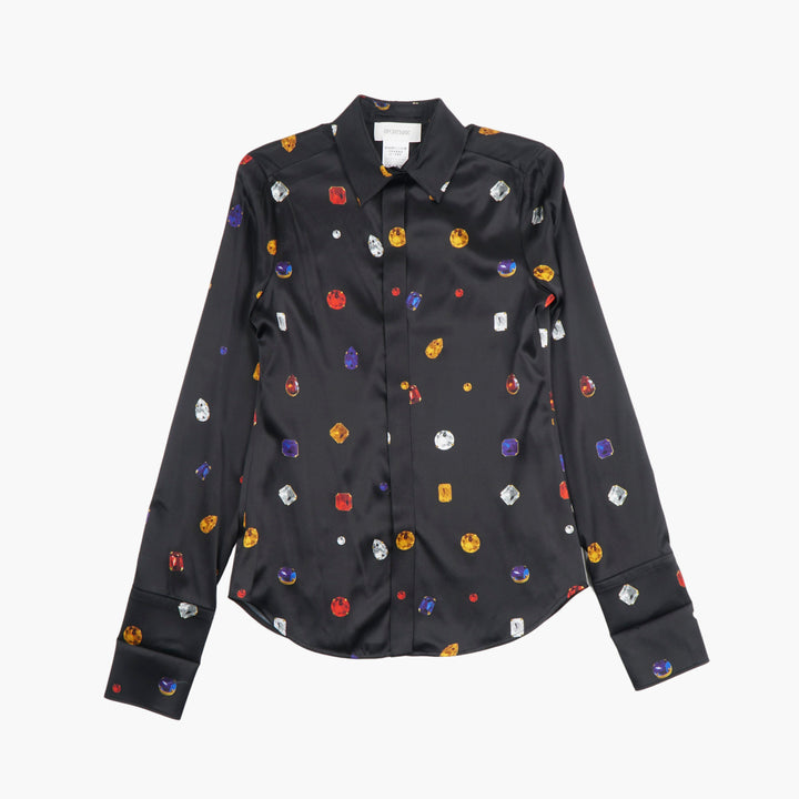 Max Mara Black-Multi Shirt with Gemstone Print - Luxurious Tailored Fit