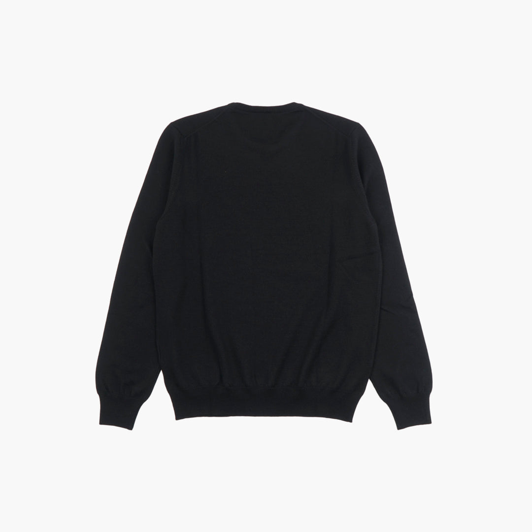 BARBA Black Classic Crew Neck Sweater with Ribbed Cuffs