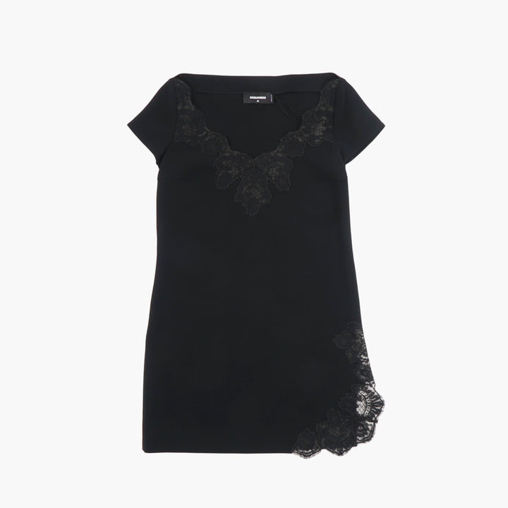 DSQUARED2 Black Dress with Elegant Lace Detailing