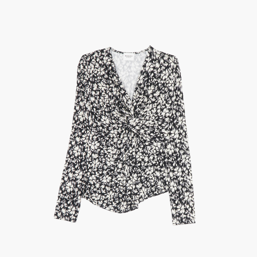 ISABEL MARANT Chic Black and White Ruched Top