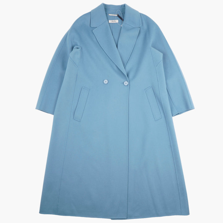 MAX MARA Elegant Double-Breasted Blue Coat with Classic Lapel Collar and Discreet Pockets