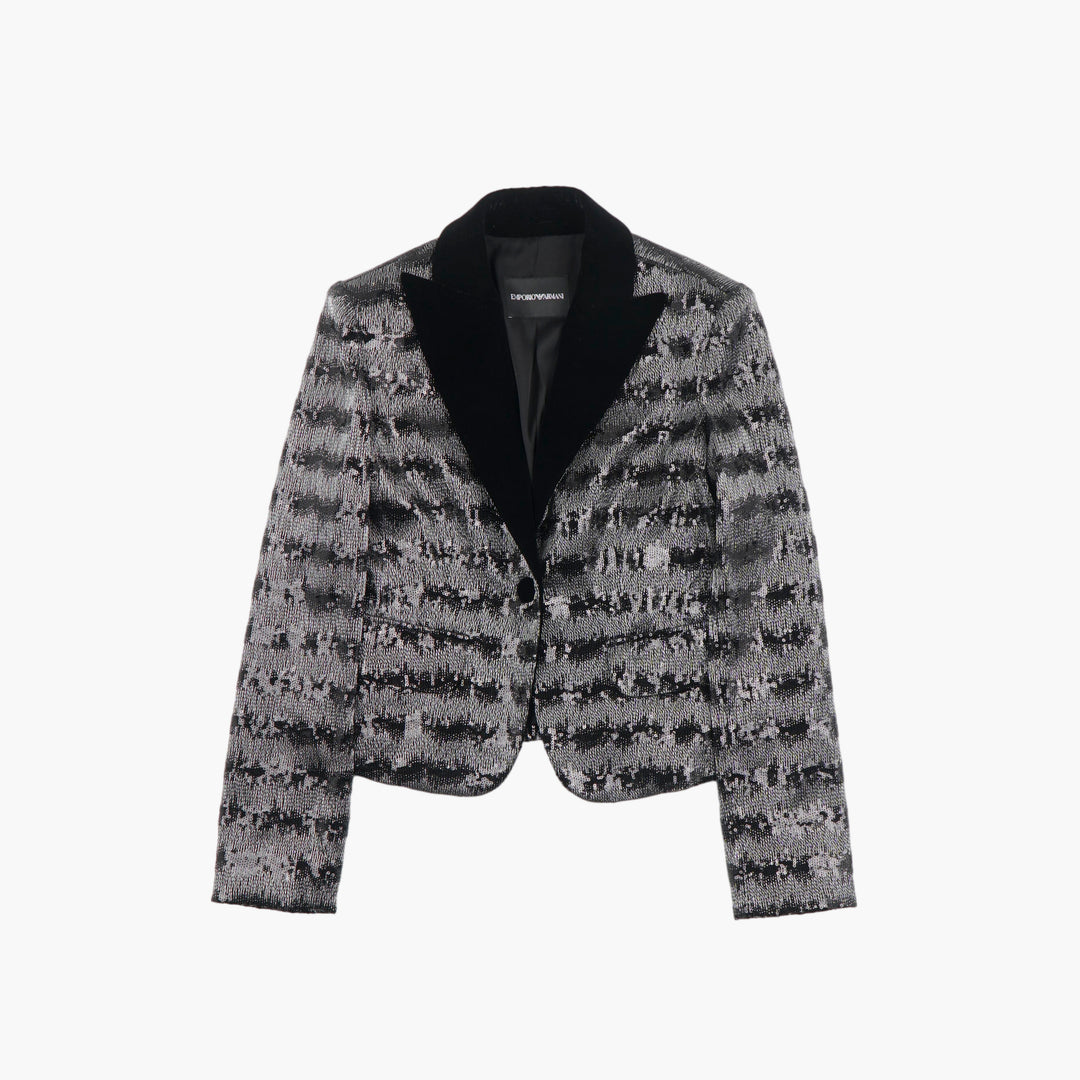 GIORGIO ARMANI Elegant Textured Jacket with Velvet Lapel