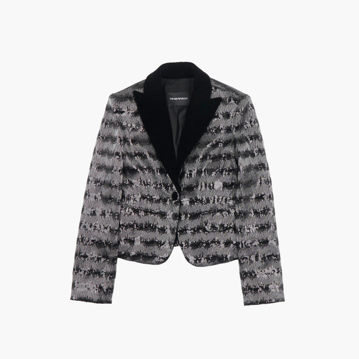 GIORGIO ARMANI Elegant Textured Jacket with Velvet Lapel - Made in Italy