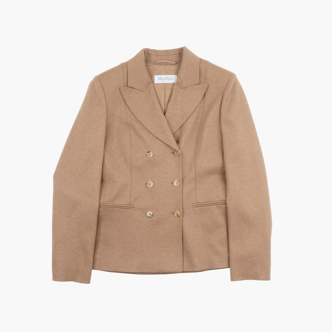 Max Mara Beige Double-Breasted Blazer - Elegant Women's Formal Wear