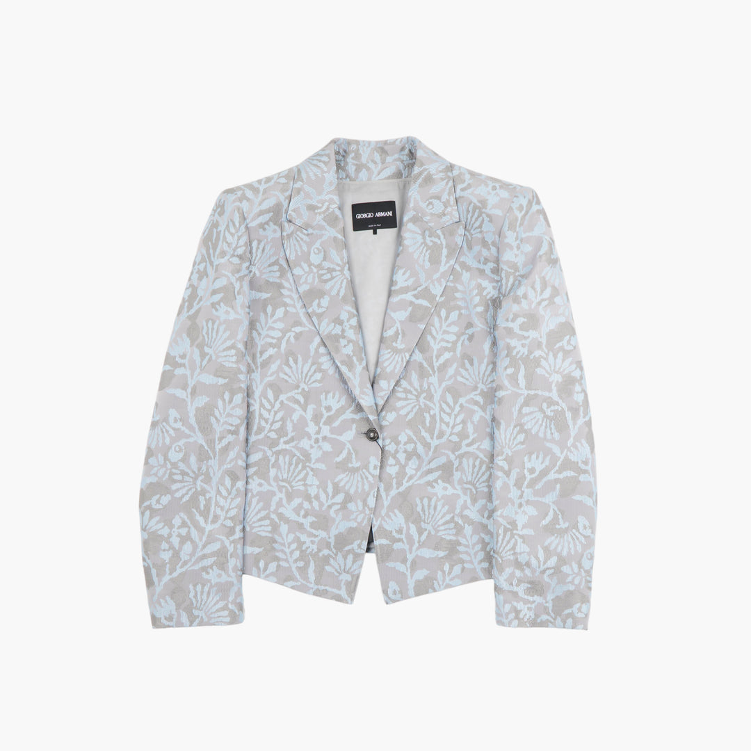 Giorgio Armani Floral Patterned Jacket in Light Blue-Beige