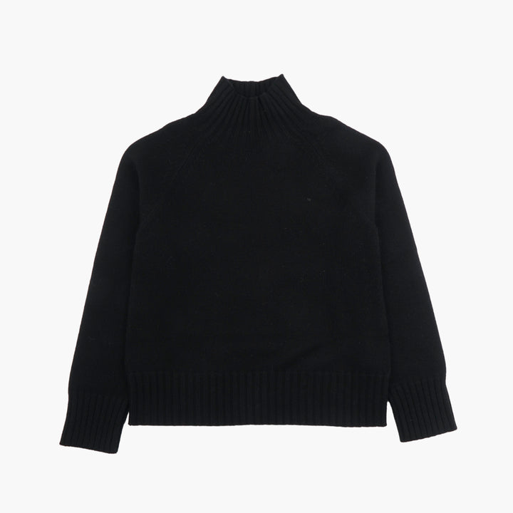 Max Mara Luxurious Black Sweater with High Neckline and Ribbed Details