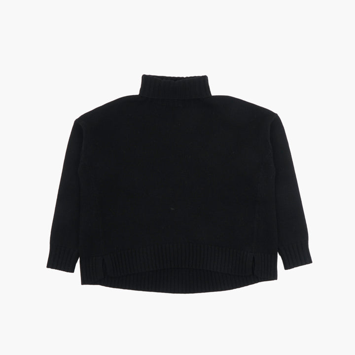 Max Mara Elegante Maglione Nero Collo Alto con Dettagli a Costine