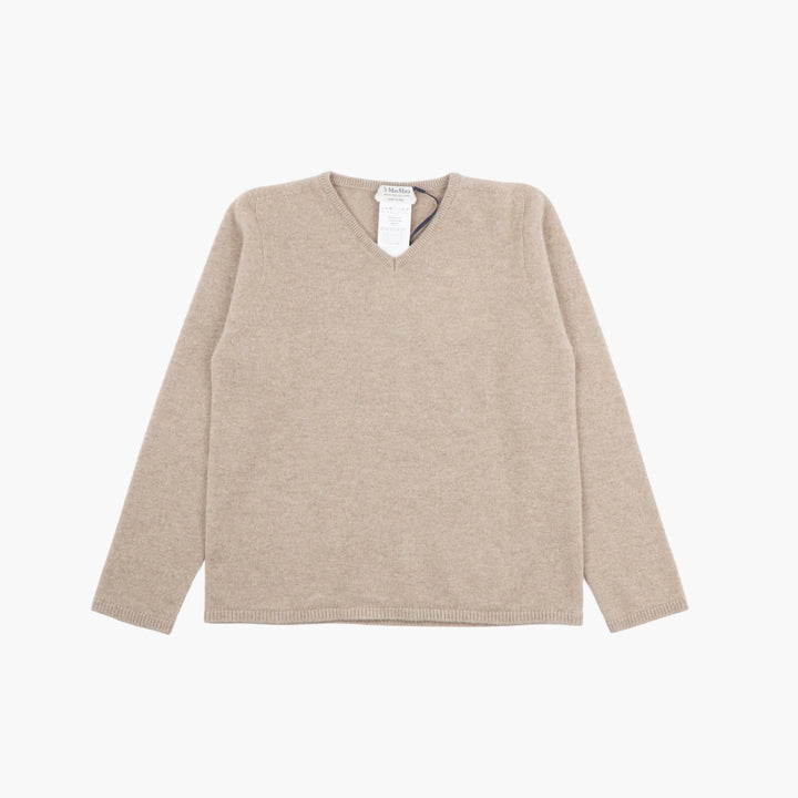 Max Mara V-Neck Beige Sweater - Elegant & Versatile Knitwear