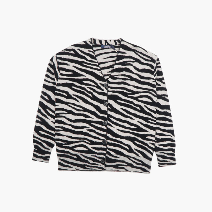 MAX MARA Zebra Pattern Cardigan Nero