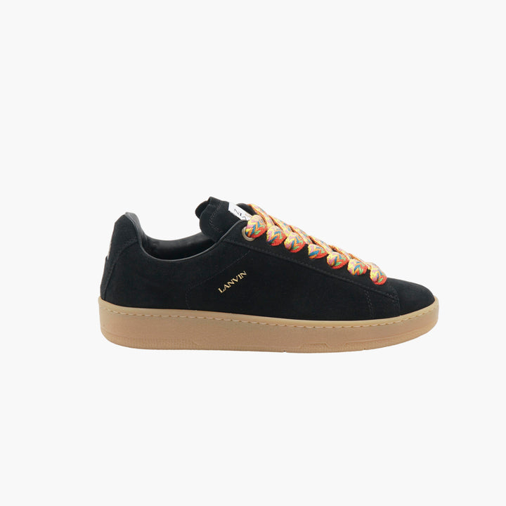 LANVIN Black Suede Sneakers with Multicolor Laces