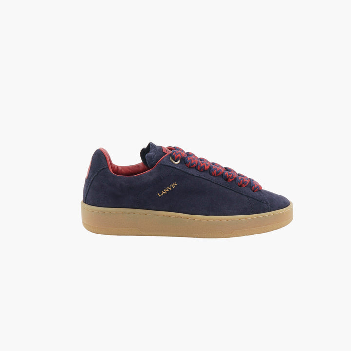 LANVIN Sneakers in Navy-Multi with Woven Laces and Suede Finish