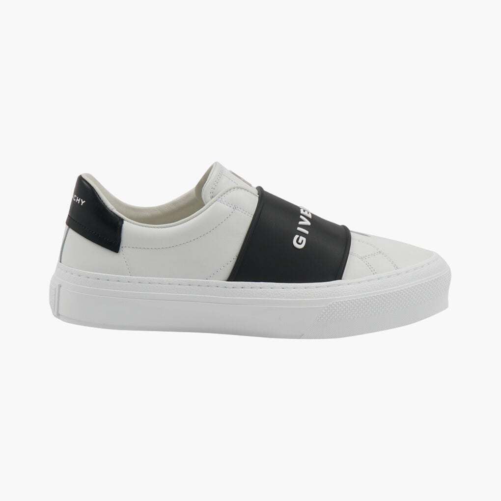 GIVENCHY White Leather Slip-On Sneakers with Branded Strap