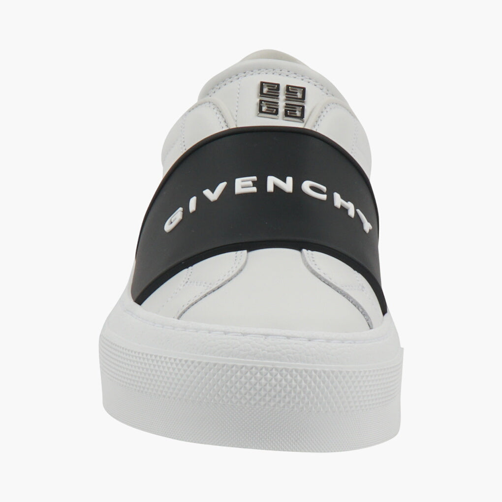 GIVENCHY White Leather Slip-On Sneakers with Branded Strap