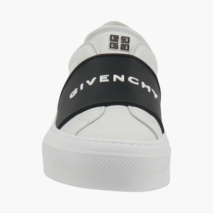 Sneakers slip-on in pelle bianca GIVENCHY con cinturino con marchio