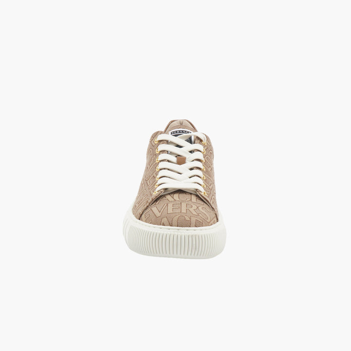 Versace Low-Top Sneakers Beige-White with Greek Key Pattern Sole