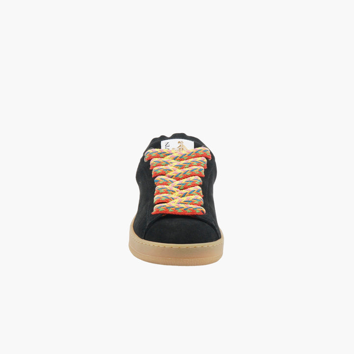 LANVIN Black Suede Sneakers with Multicolor Laces