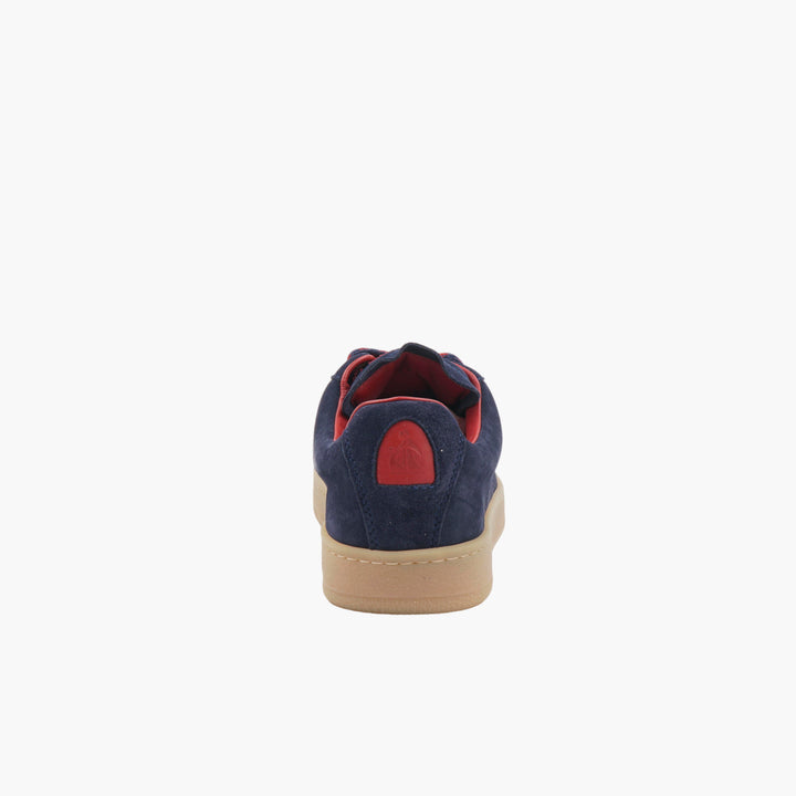 LANVIN Navy-Multi Suede Sneakers with Red Lacing