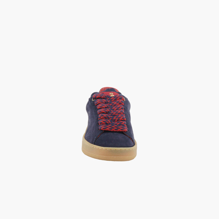 LANVIN Sneakers in Navy-Multi with Woven Laces and Suede Finish