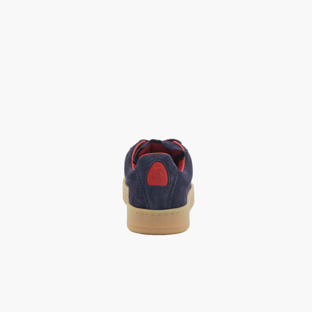 LANVIN Sneakers in Navy-Multi with Woven Laces and Suede Finish