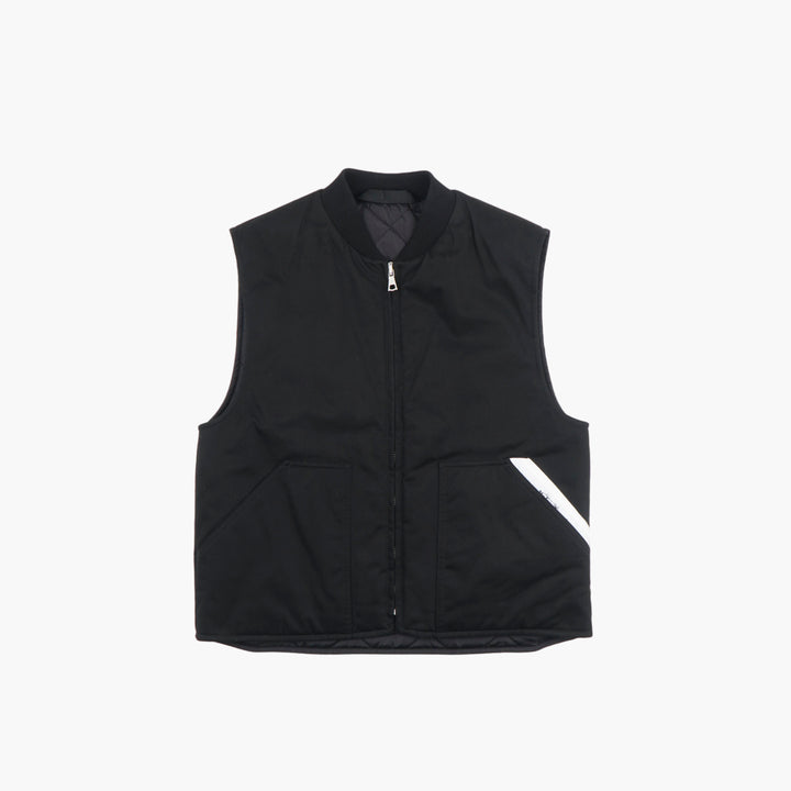 Palm Angels Black Vest with Front Zip Closure and Pockets