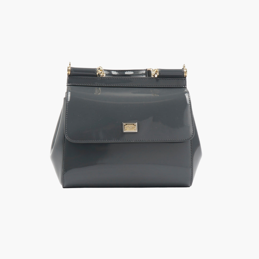 Dolce & Gabbana Elegant Glossy Bag with Gold-Tone Hardware