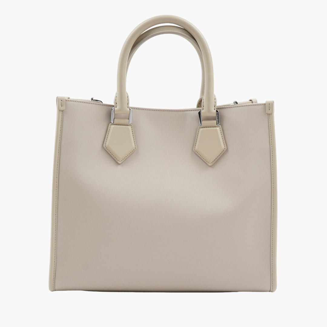 Dolce &amp; Gabbana Elegante Borsa Beige con Dettagli Logo Iconici - Made in Italy