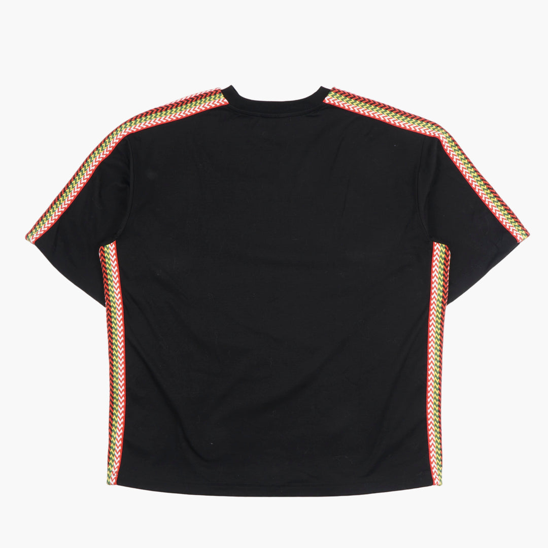 LANVIN Black T-Shirt with Iconic Logo and Woven Trims