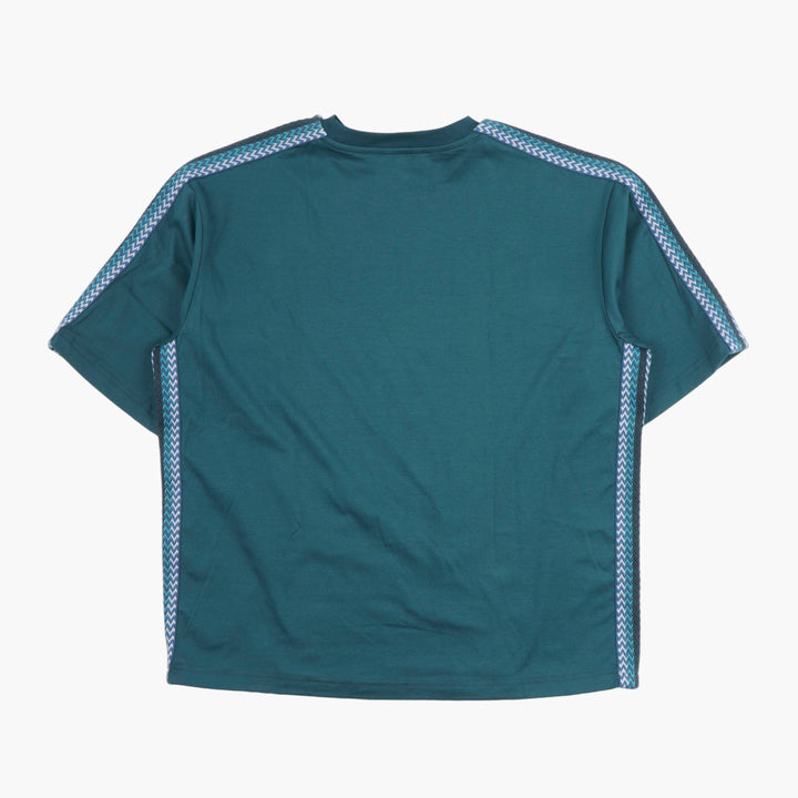 LANVIN Men's T-Shirt in Petrol-Multi with Logo and Stripe Detail