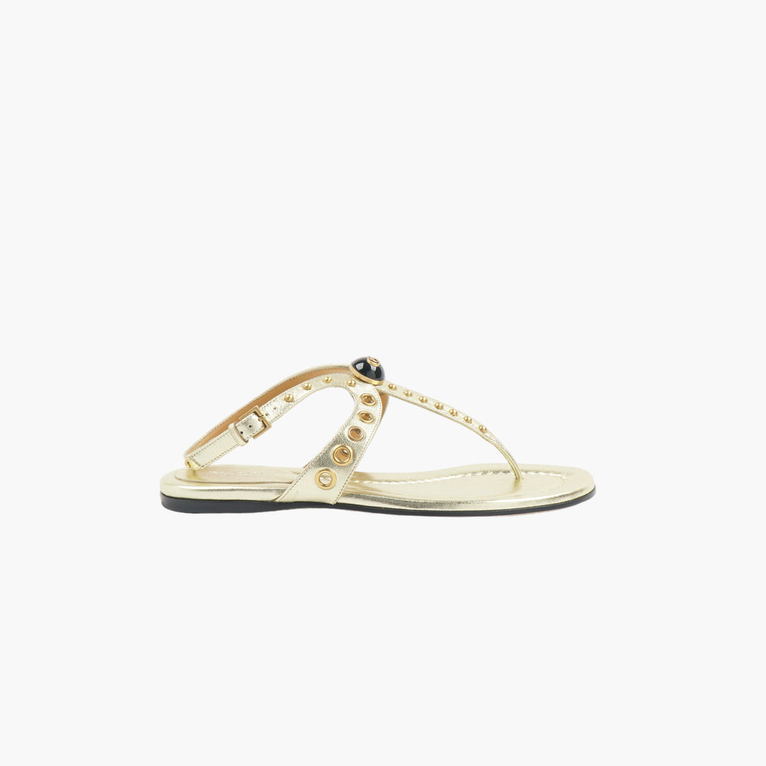 GUCCI Gold Studded Sandals - Italian Luxury Footwear