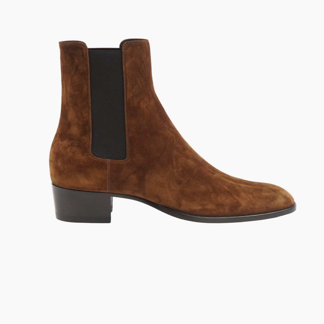 SAINT LAURENT Brown-Black Suede Boots - Made in Italy