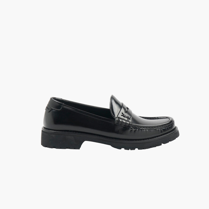 SAINT LAURENT Black Leather Loafers