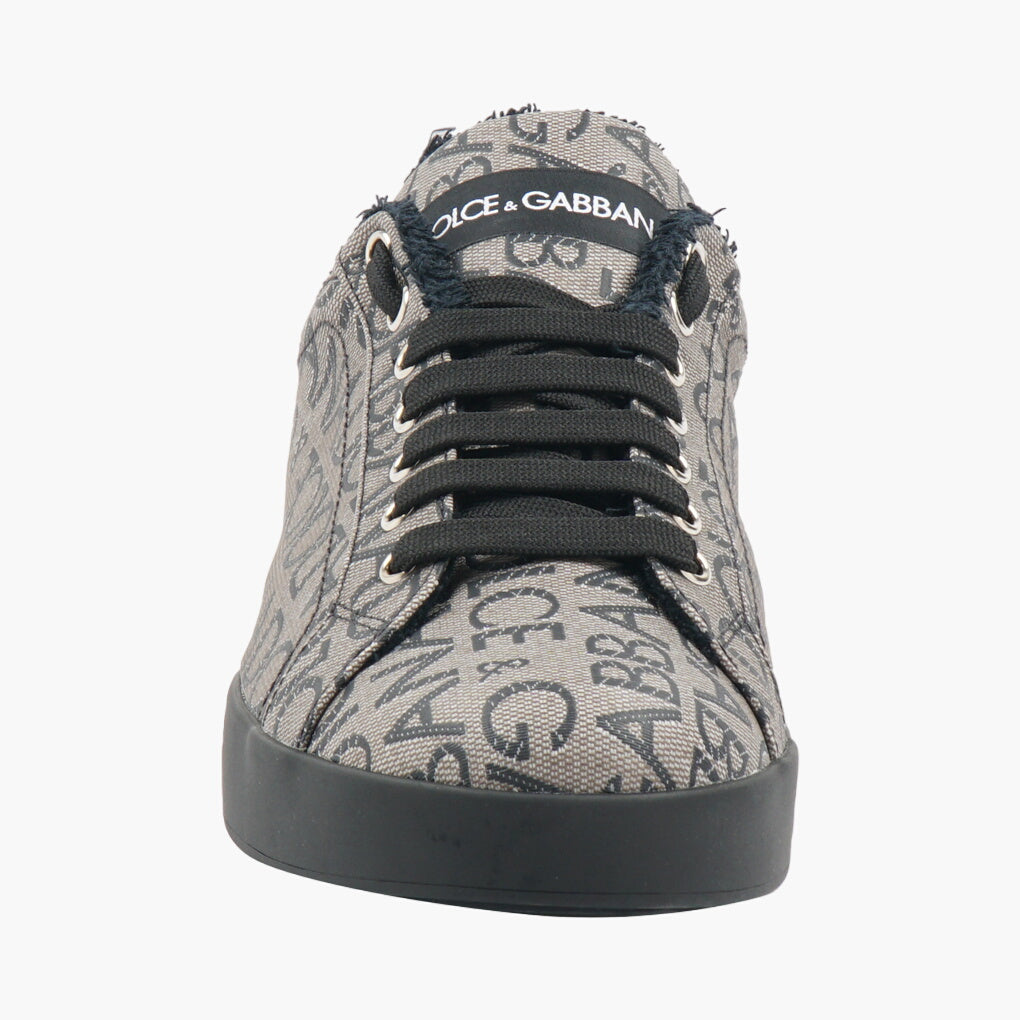 Dolce & Gabbana Logo Sneakers - Beige-Black All-Over Logo Print