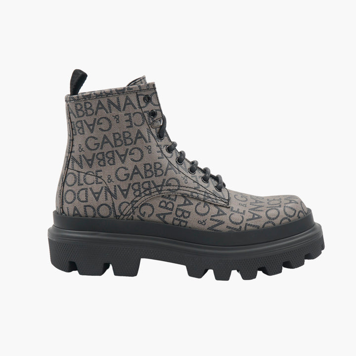 Dolce & Gabbana Jacquard Logo Combat Men's Boots