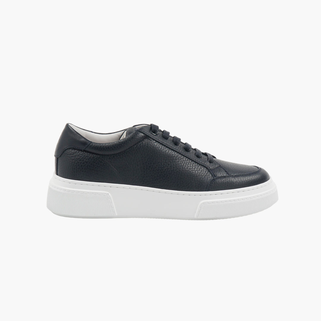 Giorgio Armani Premium Black Leather Sneakers with White Sole - Made in Italy