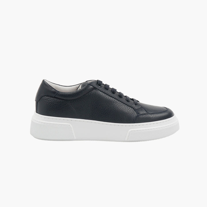 Giorgio Armani Premium Black Leather Sneakers with White Sole - Made in Italy