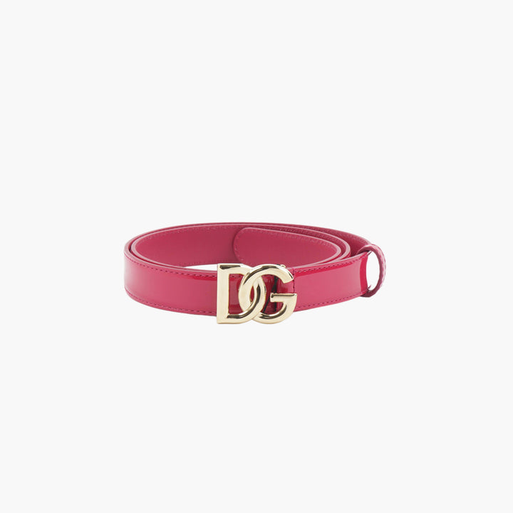 Dolce & Gabbana Fuchsia Belt with Gold DG Logo Buckle Made in Italy