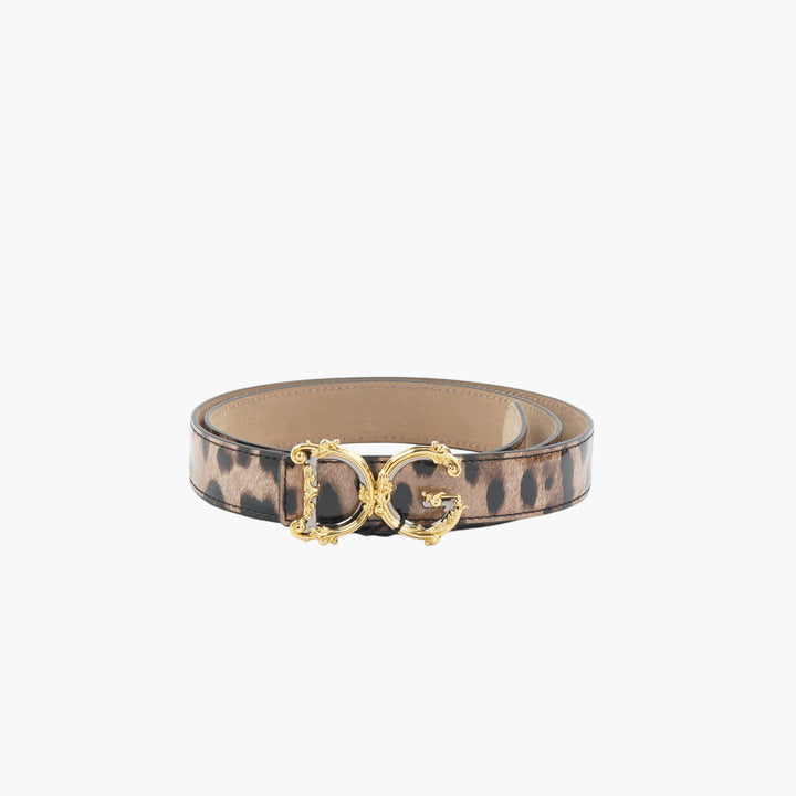 Dolce & Gabbana Leopard Print Belt with Gold DG Buckle - Made in Italy