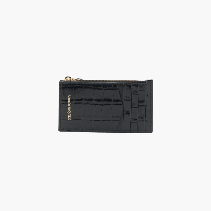 ALEXANDER MCQUEEN Cardholder with Crocodile-Embossed Finish - Made in Italy