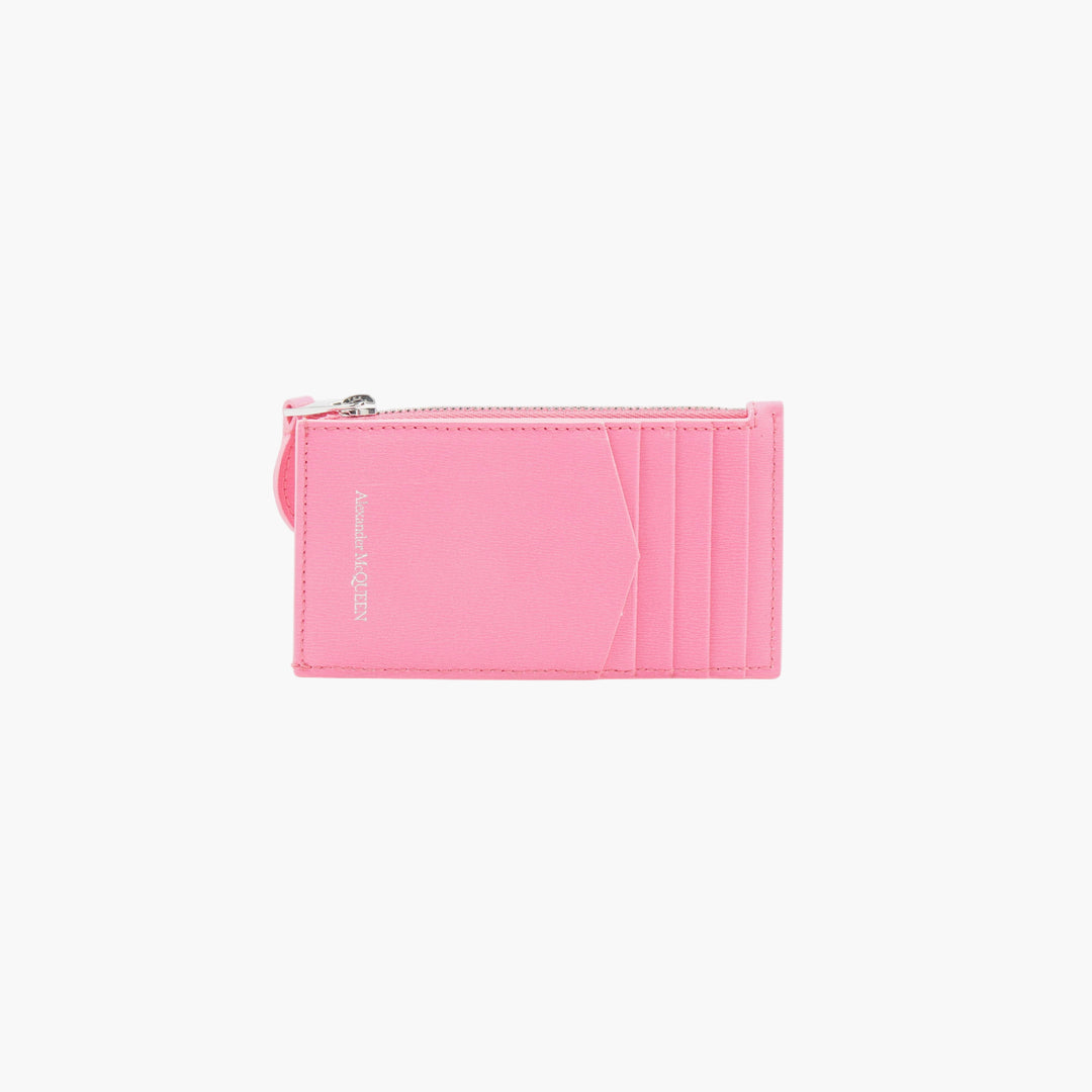 Porta carte in pelle rosa Alexander McQueen - Made in Italy