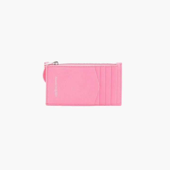 Alexander McQueen Pink Leather Card Holder - Made in Italy