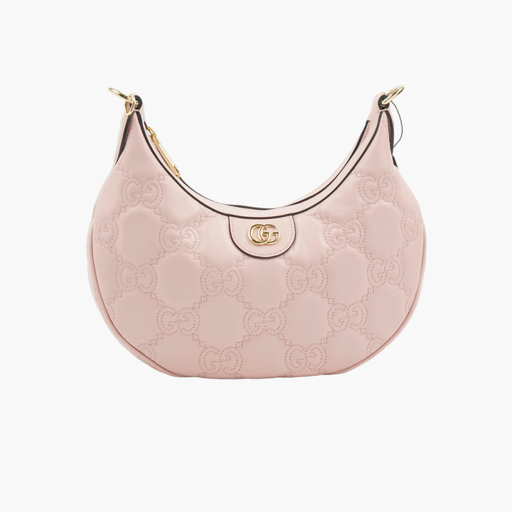 GUCCI Luxury Blush Leather Bag with GG Embossed Pattern