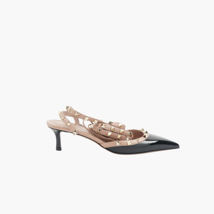 Valentino Women's Black-Poudre Studded Heels - Made in Italy