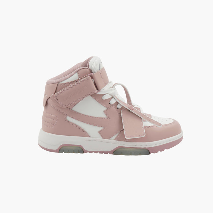 OFF-WHITE High-Top Sneakers with Signature Arrow Detailing in Pink-White