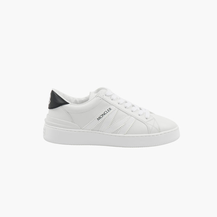 Moncler Stylish White Leather Sneakers with Iconic Logo Detailing