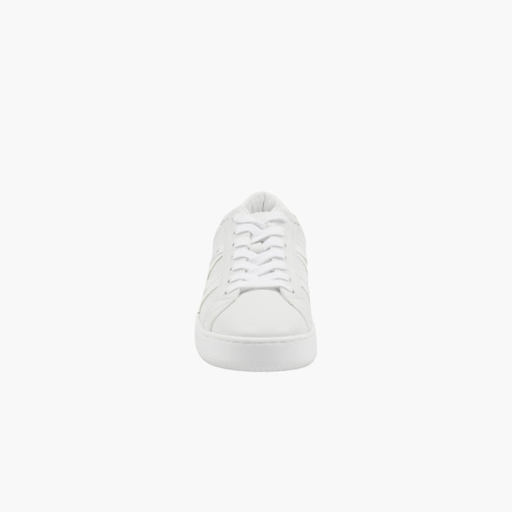 Moncler Stylish White Leather Sneakers with Iconic Logo Detailing