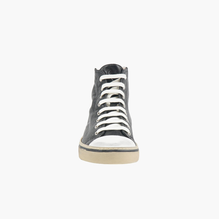 SAINT LAURENT High-Top Sneakers in Nero with Bold Branding and Textured Finish -