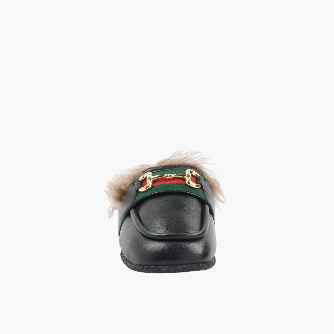 Gucci Sandals with Leather and Fur Lining - Black Multi