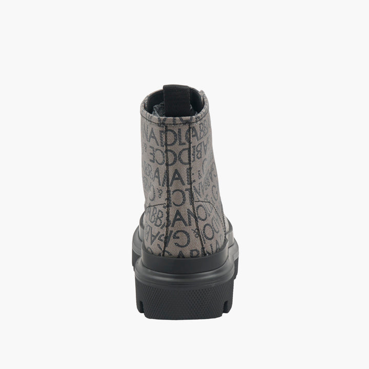 Dolce & Gabbana Jacquard Logo Combat Men's Boots